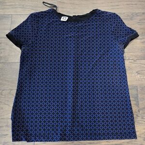 Anne Klein Blue and Black Geometric Blouse